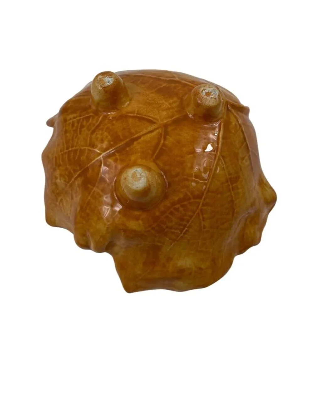 Handcrafted Vintage Leaf-Shaped Pottery Bowl With Pedestal Feet